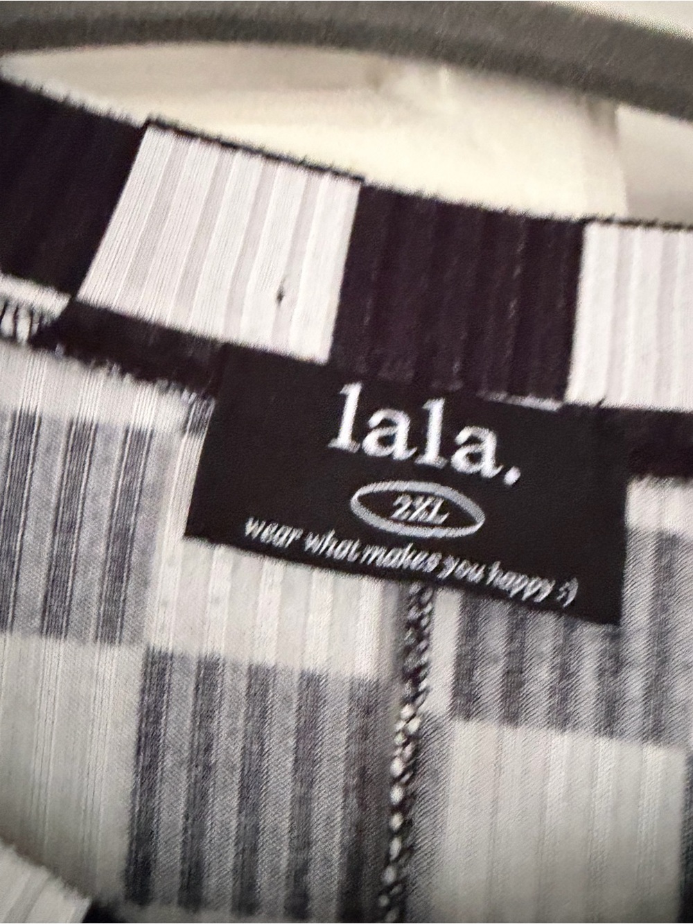 Dressed in LaLa, black and white checkered oversize play suit top; 2X - Picture 2 of 6